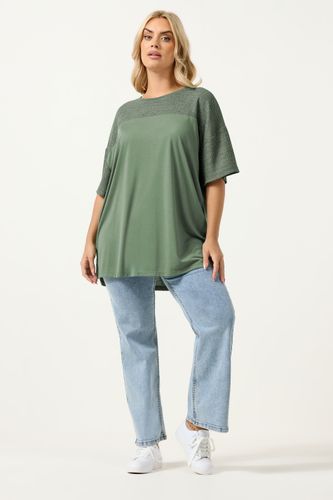 Tshirt Oversize Vert Kaki À Empiècement Tissé Size 44 - Yours - Modalova