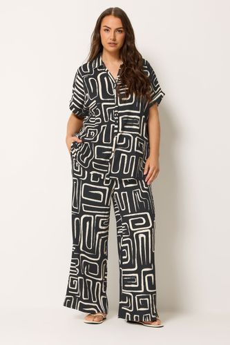 Top Droit Texturé Noir À Motif Abstrait Size 48 - Yours - Modalova