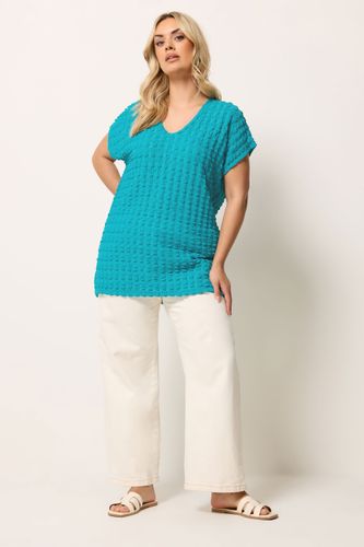 Tshirt Texturé Effet Bulles Bleu Sarcelle Size 46 - Yours - Modalova
