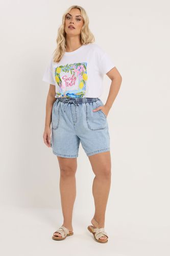 Short À Cordon De Serrage Bleu Délavé Size 48 - Yours - Modalova