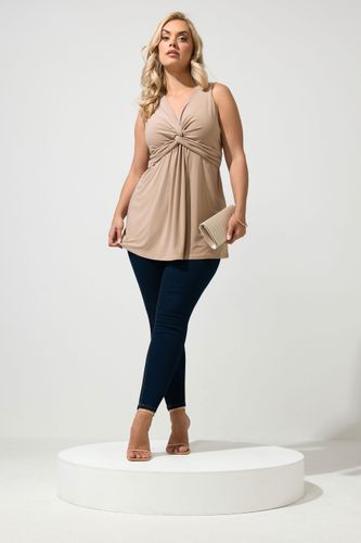 Top Sans Manches Noué Devant Camel Size 38 - Yours London - Modalova