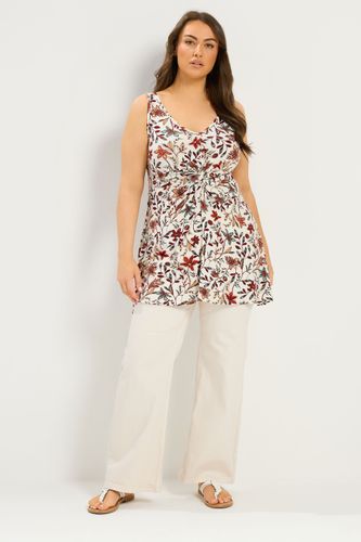 Débardeur Blanc À Fleurs Avec Nœud Sur Le Devant Size 50-52 - Yours - Modalova