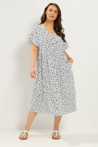 Robe À Manches Volantées Blanche Fleurs Size 54-56 - Yours - Modalova