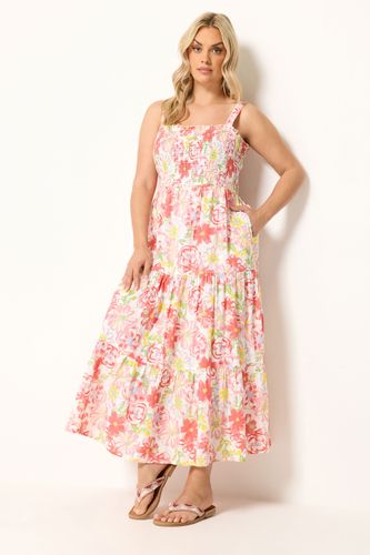 Robe D'été Étagée Blanche À Fleurs Size 48 - Yours - Modalova