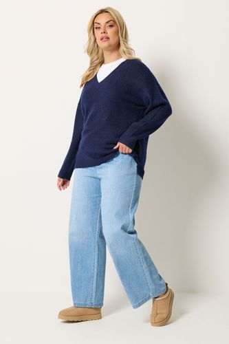 Pull À Col En V Bleu Marine Au Toucher Doux Size 42-44 - Yours - Modalova