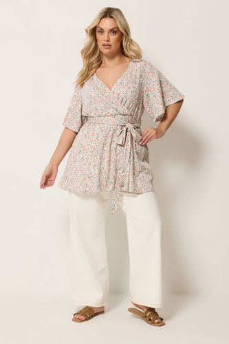 Top Cachecœur Texturé Marron Naturel À Fleurs Size 50-52 - Yours - Modalova