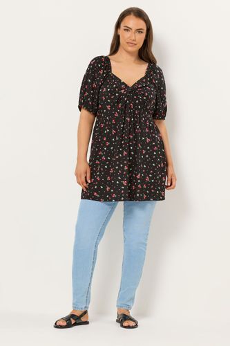Blouse Noire Torsadée Sur Le Devant À Imprimé Fraise Size 62-64 - Yours - Modalova
