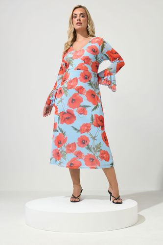 Robe En Mesh Bleu Clair À Fleurs Size 52 - Yours London - Modalova