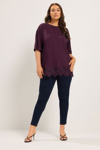 Tshirt Violet À Ourlet En Dentelle Size 44 - Yours - Modalova