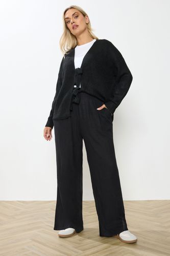 Pantalon Noir En Lin À Plis Sur Le Devant Size 44 - Yours - Modalova