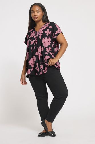 Haut Plissé Texturé À Fleurs Noir Et Rose Size 58-60 - Yours - Modalova