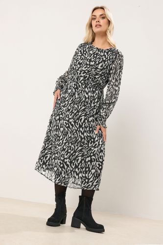 Robe Midaxi Noire Léopard En Mousseline Size 44 - Yours - Modalova