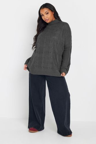 Pull Gris Charbonneux Oversize En Maille Tressée Size 46-48 - Yours - Modalova