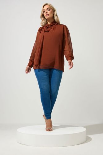 Blouse Marron Avec Nœud Sur Le Côté Size 46 - Yours London - Modalova