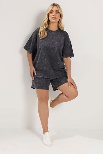 Ensemble Tshirt Et Short En Molleton Gris Délavé À L'acide Size 50-52 - Yours - Modalova