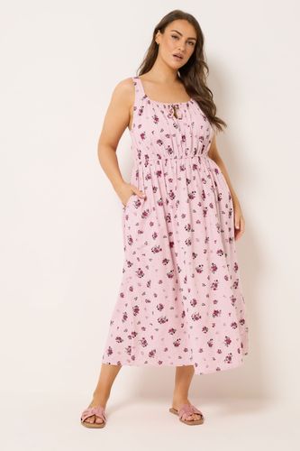 Robe Style Folk En Lin Rose À Fleurs Size 58-60 - Yours - Modalova