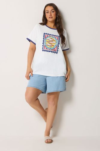 Tshirt À Bordures Contrastantes Avec Imprimé Graphique Sardine Size 42 - Yours - Modalova