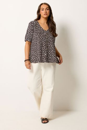Top Fleuri Brun Chocolat Boutonné Sur Le Devant Size 42 - Yours - Modalova