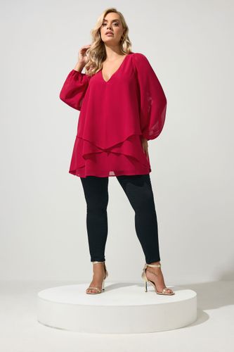 Blouse À Col En V Rouge Effet Superposé Size 46 - Yours London - Modalova