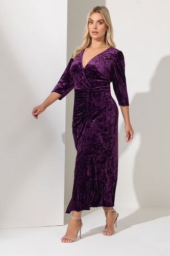 Robe Portefeuille Longue En Velours Violet Size 48 - Yours London - Modalova