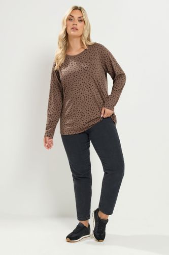 Tshirt Marron À Petites Fleurs Et Manches Longues Size 54-56 - Yours - Modalova