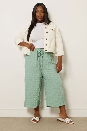 Culotte Texturée Vert Sauge À Taille Nouée Size 48 - Yours - Modalova