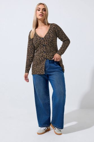 Cardigan Marron Léopard À Ourlet Évasé Size 46-48 - Limited Collection - Modalova