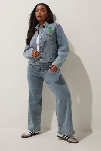 Veste En Jean Bleue Brodé Palmiers Size 46 - Limited Collection - Modalova