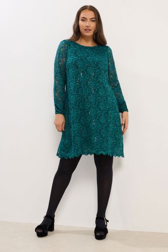 Curve Robe Courte En Dentelle Bleu Sarcelle À Ourlet Festonné Size 42 - Yours - Modalova