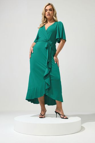 Robe Cachecœur Bleue À Volants Size 48 - Yours London - Modalova