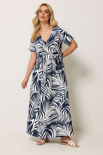 Robe Cachecœur Bleue À Motif Feuilles Size 46 - Yours - Modalova