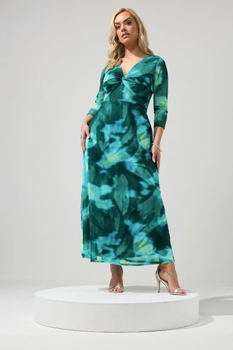 Robe Nouée Devant Verte À Motif Abstrait Size 58-60 - Yours London - Modalova
