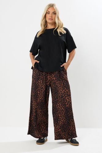 Pantalon Large Froissé À Imprimé Léopard Marron Size 44 - Yours - Modalova