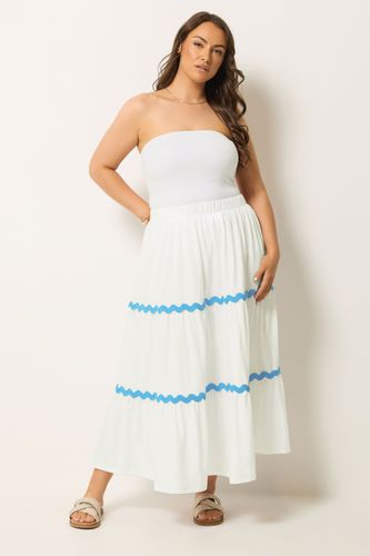 Jupe Longue Étagée Blanche À Détails Ondulés Size 40 - Yours - Modalova
