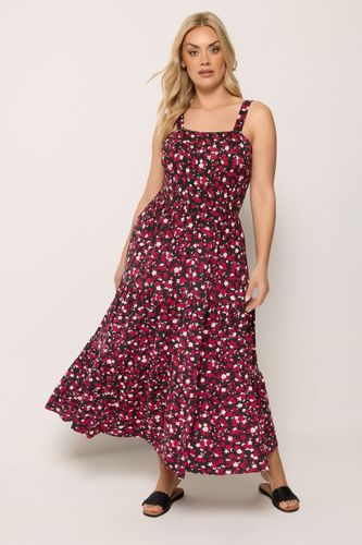 Robe Smockée Noire À Fleurs Size 46 - Yours - Modalova