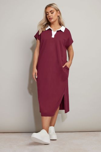 Robe Midaxi En Rouge Vin En Jersey À Col Size 50-52 - Yours - Modalova