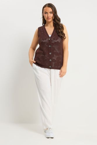 Gilet Sans Manches En Crochet Chocolat Size 42-44 - Yours - Modalova