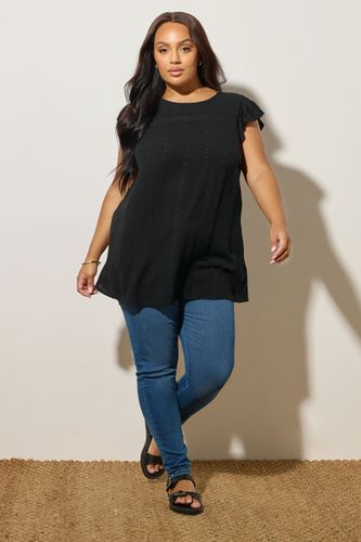 Curve Haut Brodé Texturé Noir Size 48 - Yours - Modalova