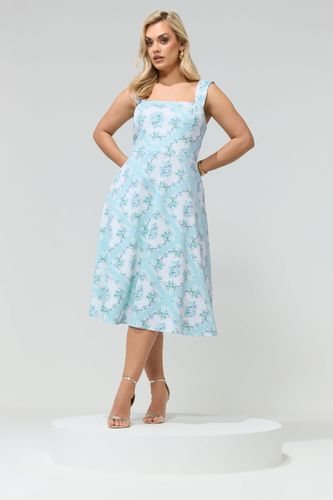 Robe Patineuse Blanche À Imprimé Foulard Size 46 - Yours London - Modalova