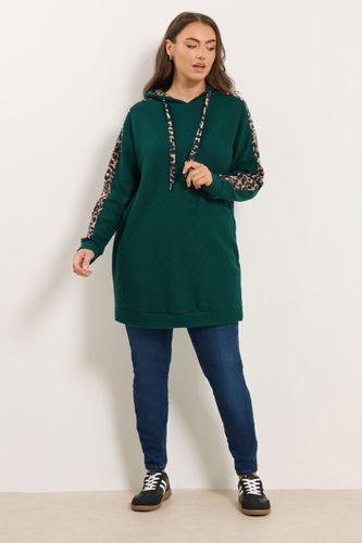 Sweat À Capuche Vert À Imprimé Léopard Size 48 - Yours - Modalova