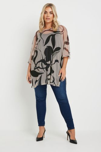 Top Crème & Noir Oversize En Filet Manches Courtes Size 54-56 - Yours - Modalova