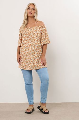 Top Bardot Volanté Texturé Floral Size 44 - Yours - Modalova