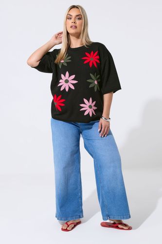 Top Droit Noir À Fleurs En Maille Size 50-52 - Limited Collection - Modalova