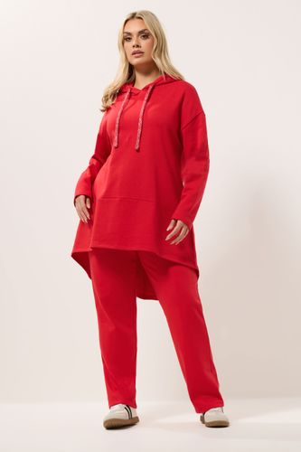 Sweat À Capuche Long Rouge À Cordon Métallisé Size 46 - Yours - Modalova