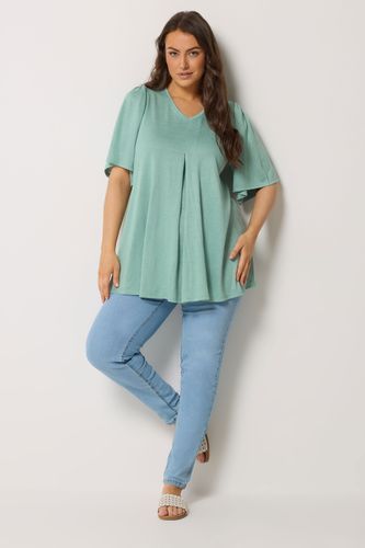 Top Plissé Devant Vert Size 46 - Yours - Modalova