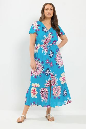 Robe Bleue À Imprimé Blocs Size 42 - Yours - Modalova