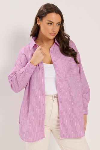 Chemise Boutonnée À Rayures Rose Size 42 - Yours - Modalova