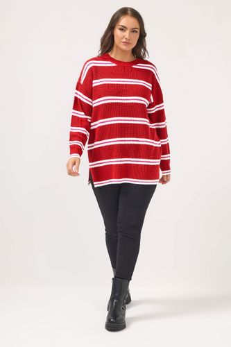 Pull En Maille À Emmanchures Basses Et Rayures Rouges Size 42-44 - Yours - Modalova
