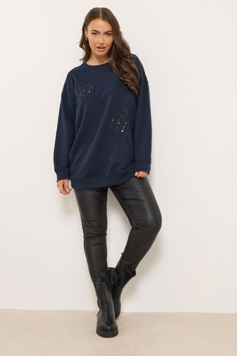 Sweatshirt Bleu Marine À Imprimé Léopard Size 48 - Yours - Modalova