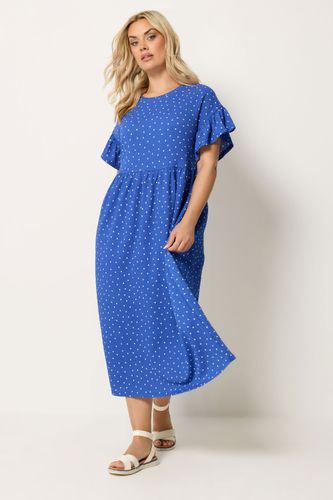 Robe Longue Bleue À Pois Size 42 - Yours - Modalova